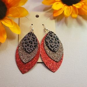 Layered Dangly leopard Print earrings.
